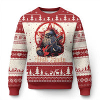 Funny Xmas Hail Santa Ugly Christmas Sweater Sleigher Heavy Metal - Wonder Print Shop