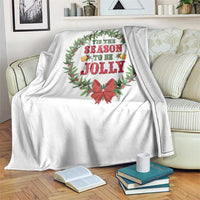Funny Weed Christmas Throw Blanket Tis The Season To Be Jolly Xmas Wreath - Wonder Print Shop