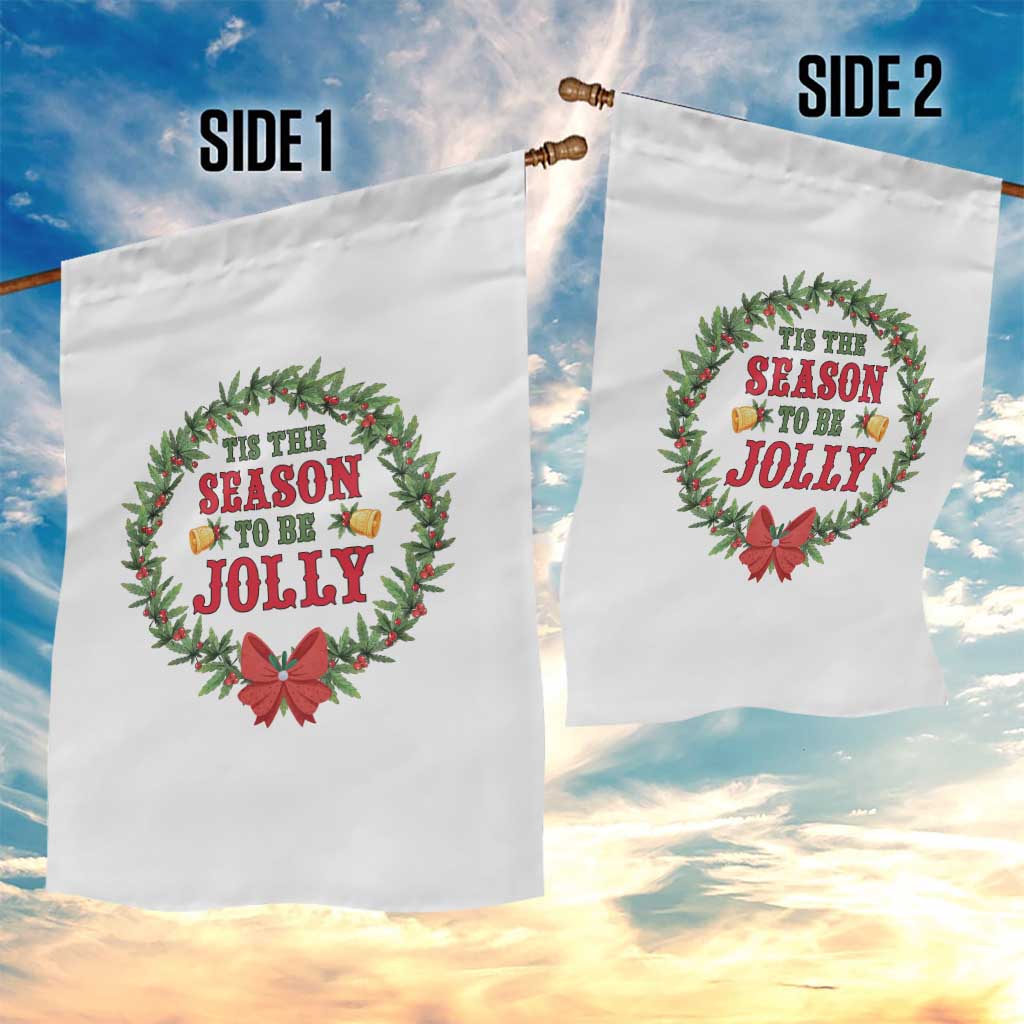 Funny Weed Christmas Garden Flag Tis The Season To Be Jolly Xmas Wreath - Wonder Print Shop