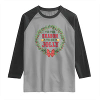 Funny Weed Christmas Raglan Shirt Tis The Season To Be Jolly Xmas Wreath - Wonder Print Shop