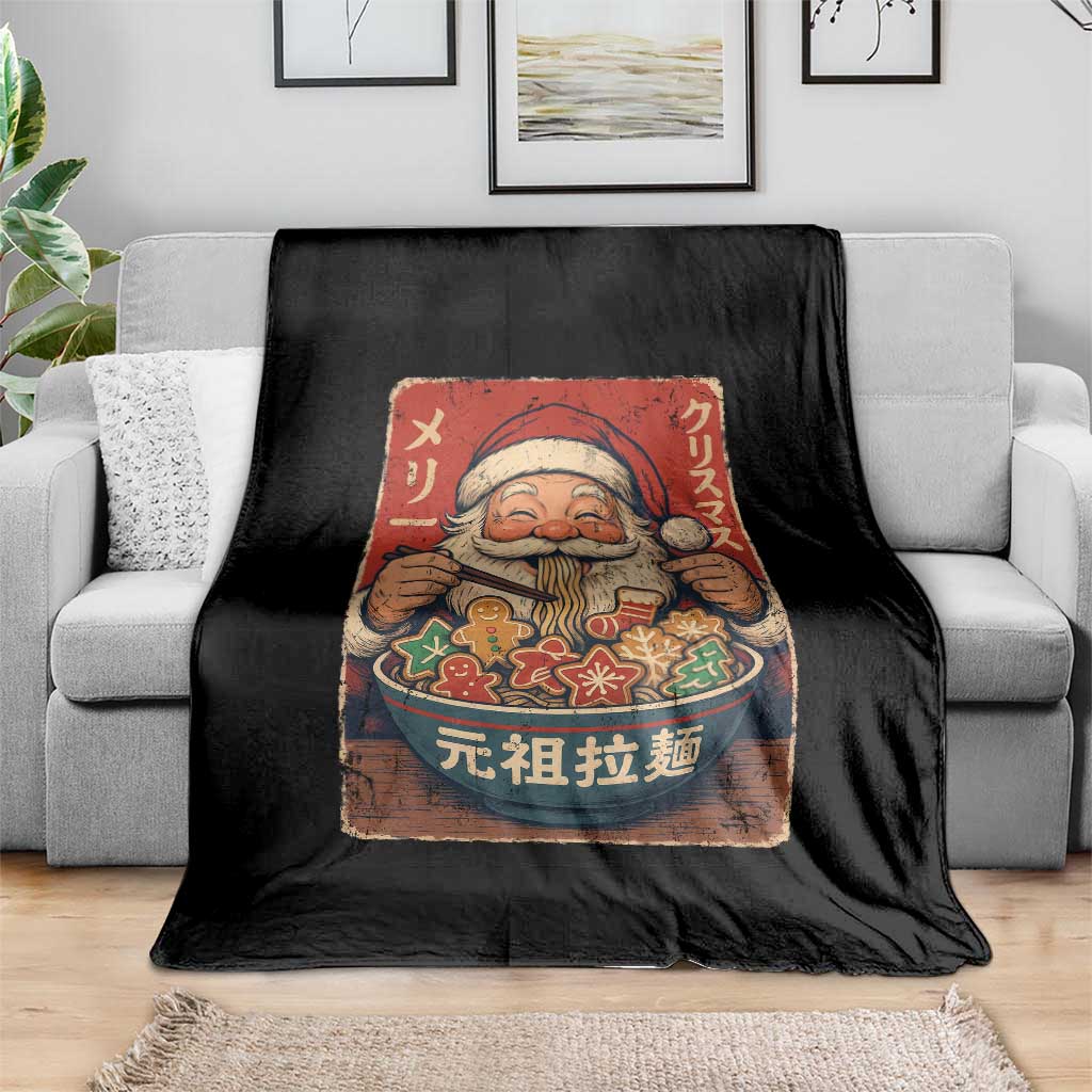 Santa Eating Ramen Noodles Japanese Christmas Throw Blanket - Wonder Print Shop