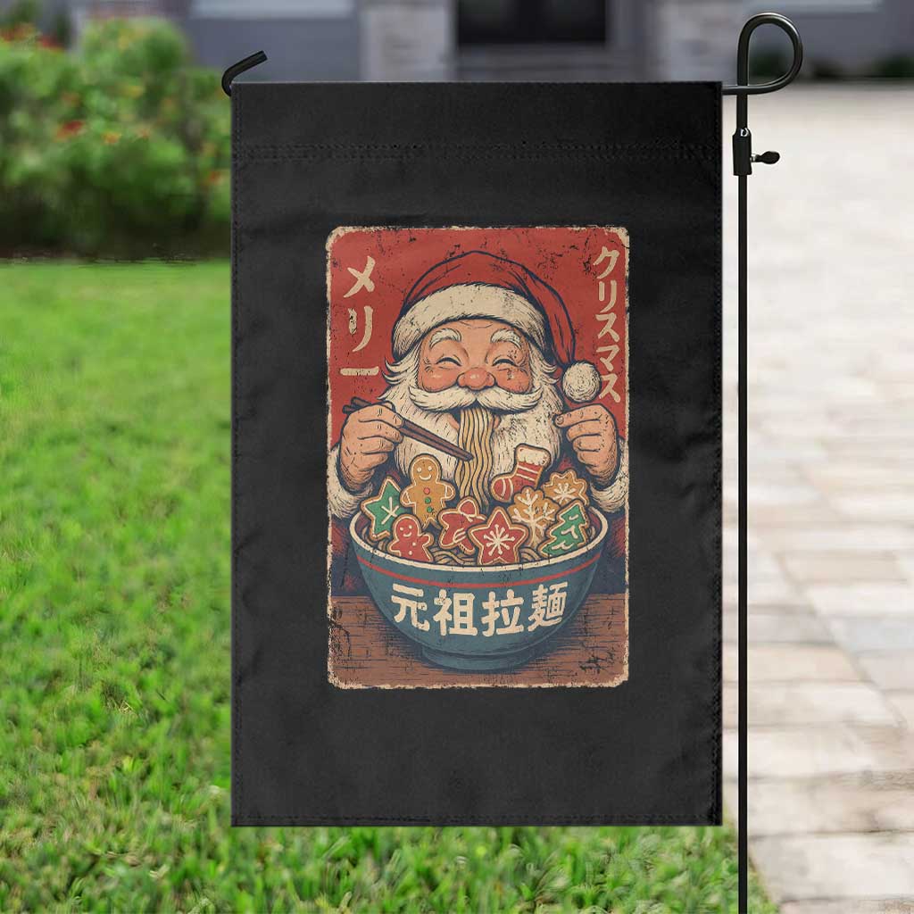 Santa Eating Ramen Noodles Japanese Christmas Garden Flag - Wonder Print Shop