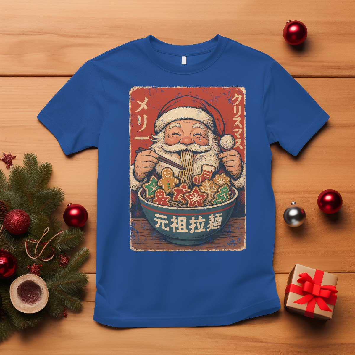 Santa Eating Ramen Noodles Japanese Christmas T Shirt - Wonder Print Shop