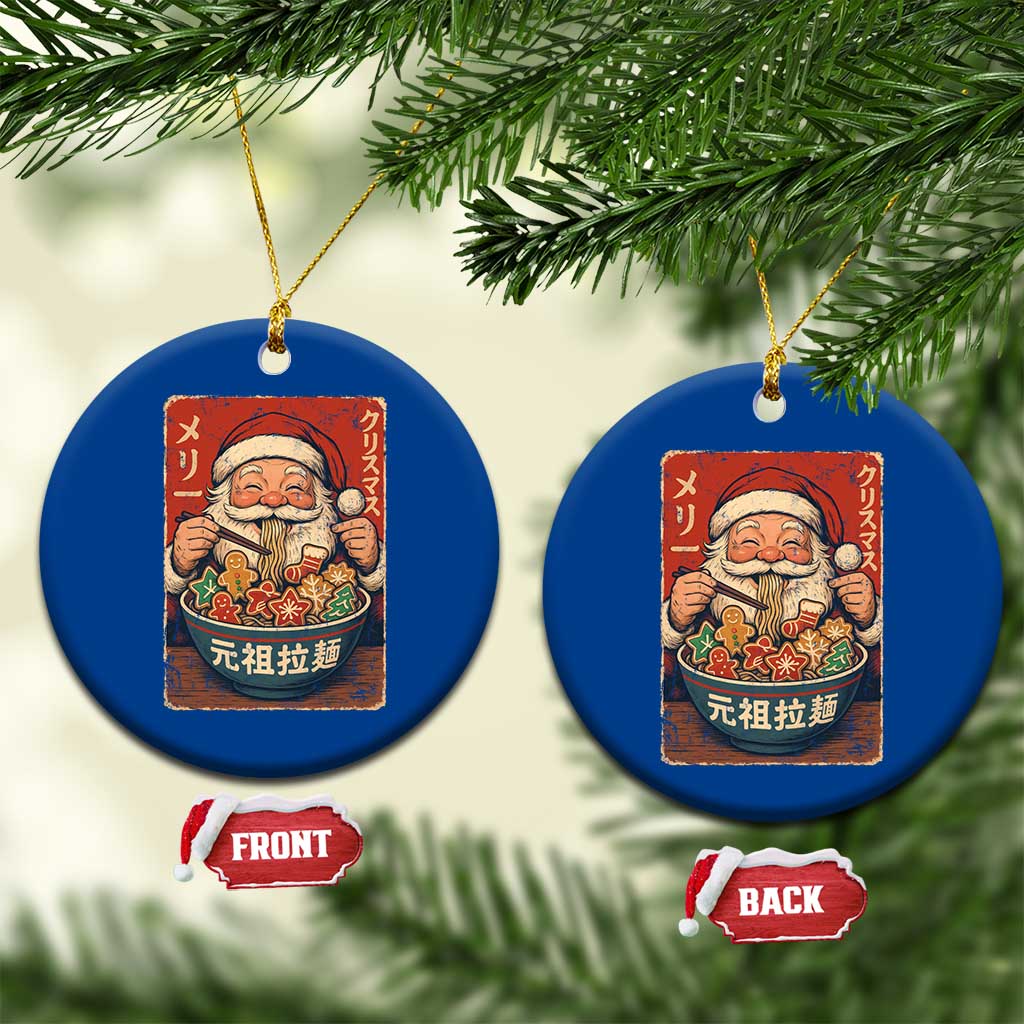 Santa Eating Ramen Noodles Japanese Christmas Ceramic Ornament - Wonder Print Shop