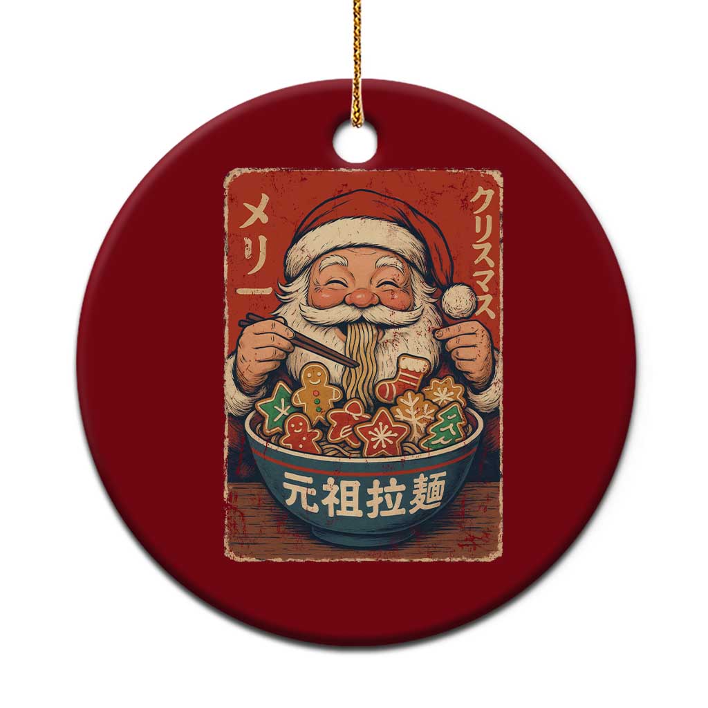 Santa Eating Ramen Noodles Japanese Christmas Ceramic Ornament - Wonder Print Shop