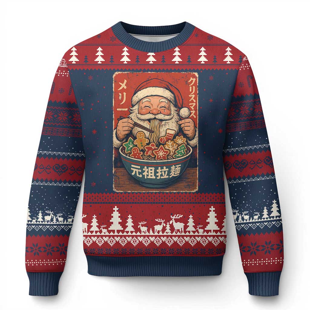 Santa Eating Ramen Noodles Japanese Xmas Ugly Christmas Sweater - Wonder Print Shop