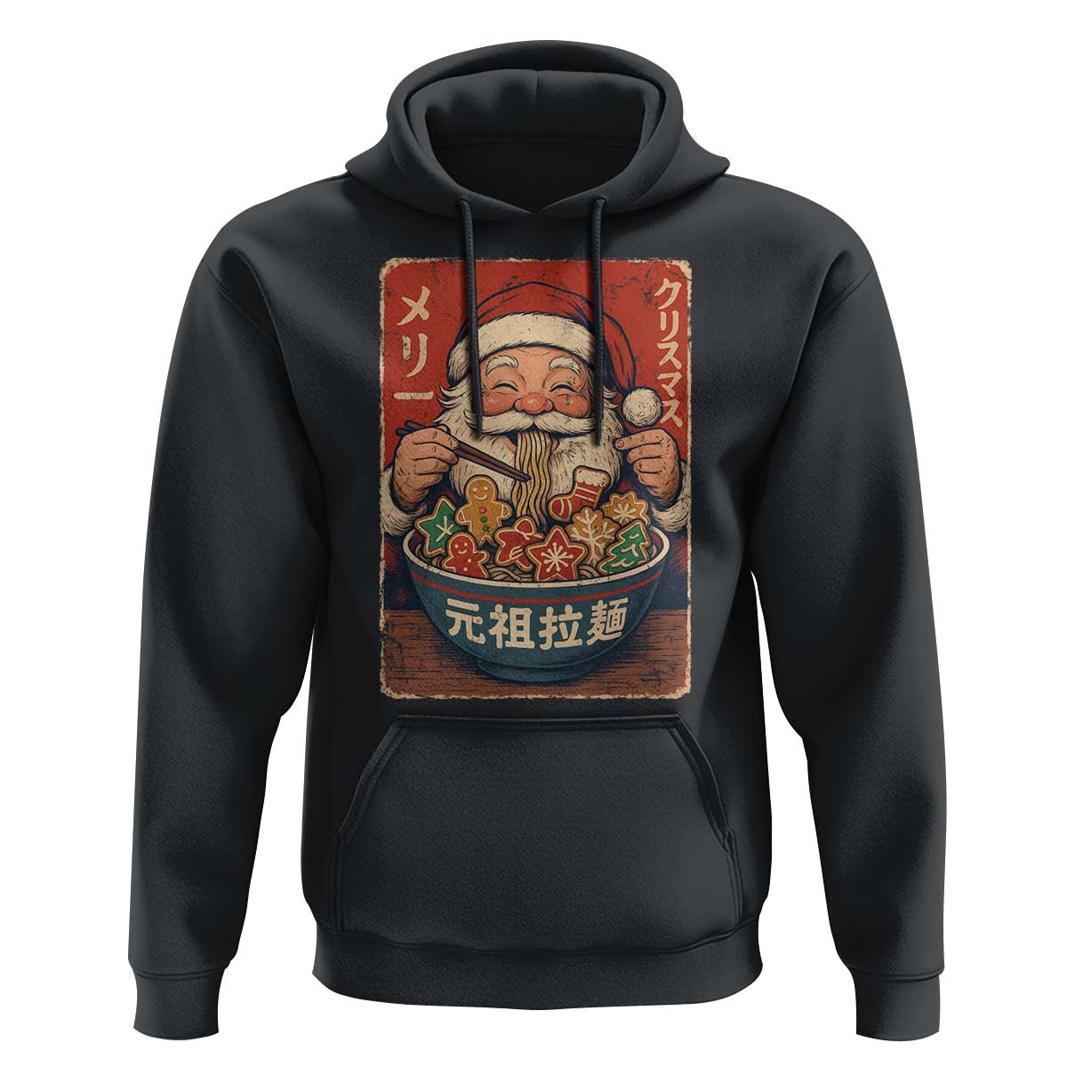 Santa Eating Ramen Noodles Japanese Christmas Hoodie - Wonder Print Shop