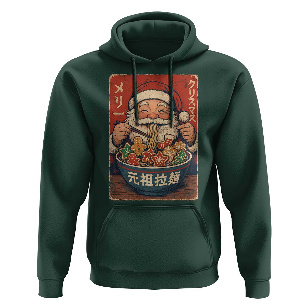 Santa Eating Ramen Noodles Japanese Christmas Hoodie - Wonder Print Shop