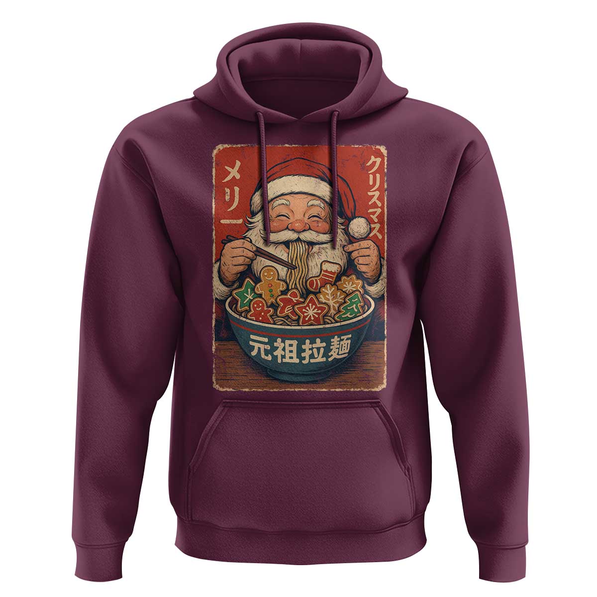 Santa Eating Ramen Noodles Japanese Christmas Hoodie - Wonder Print Shop