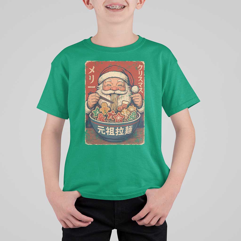 Santa Eating Ramen Noodles Japanese Christmas T Shirt For Kid - Wonder Print Shop