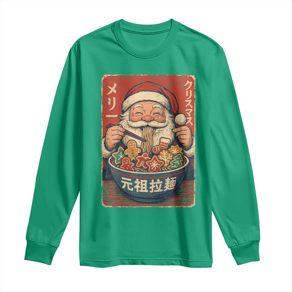 Santa Eating Ramen Noodles Japanese Christmas Long Sleeve Shirt - Wonder Print Shop