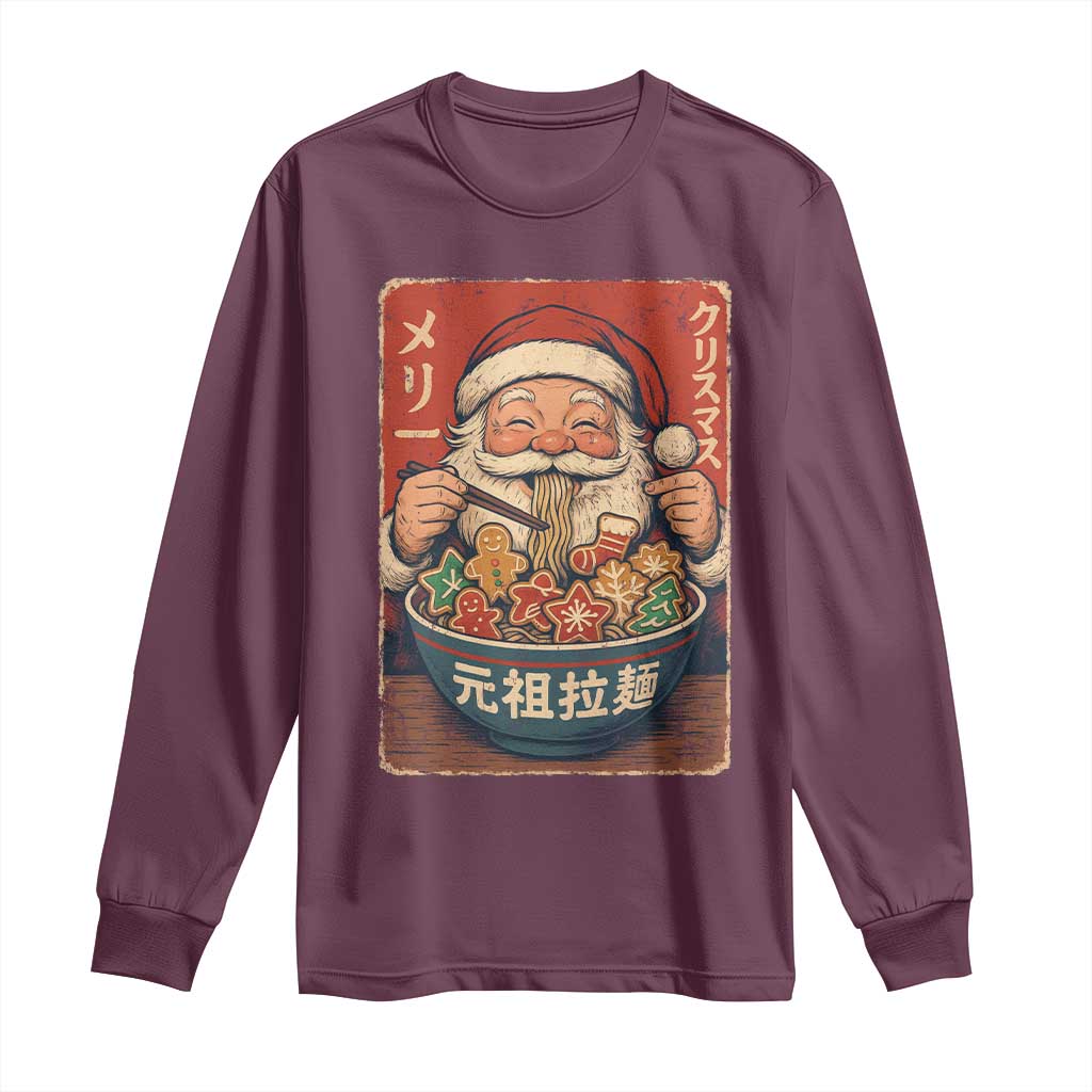 Santa Eating Ramen Noodles Japanese Christmas Long Sleeve Shirt - Wonder Print Shop