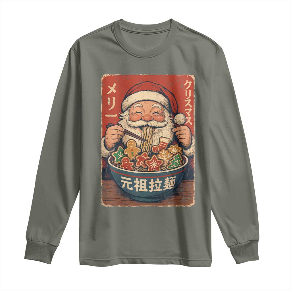 Santa Eating Ramen Noodles Japanese Christmas Long Sleeve Shirt - Wonder Print Shop