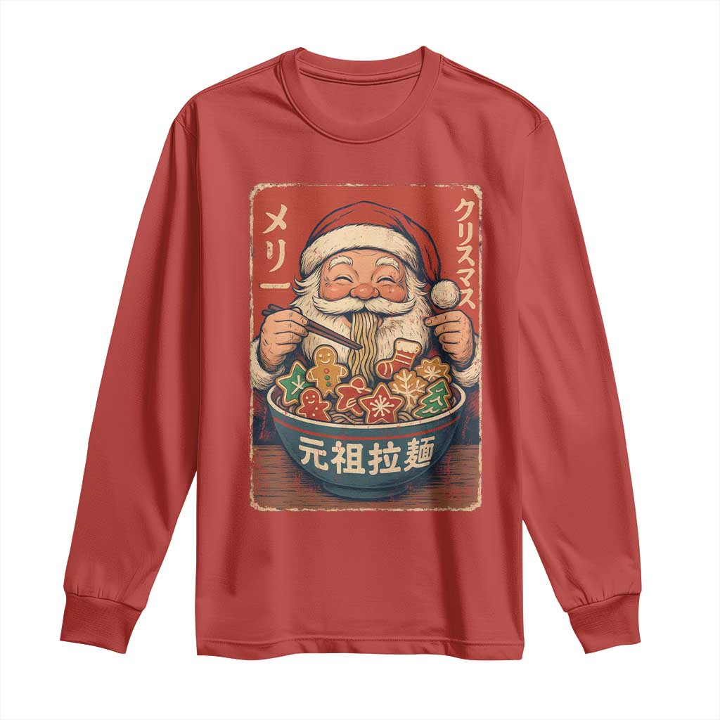 Santa Eating Ramen Noodles Japanese Christmas Long Sleeve Shirt - Wonder Print Shop