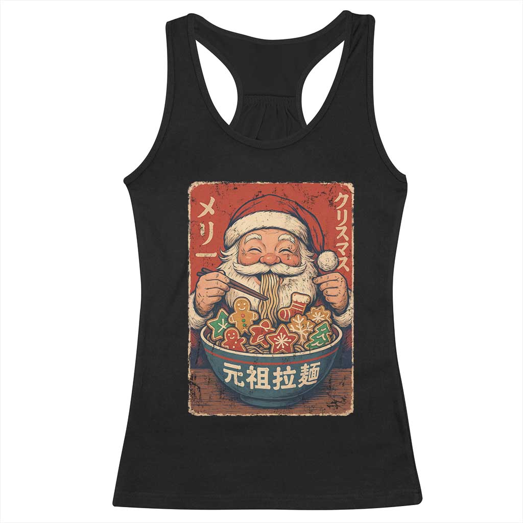 Santa Eating Ramen Noodles Japanese Christmas Racerback Tank Top - Wonder Print Shop