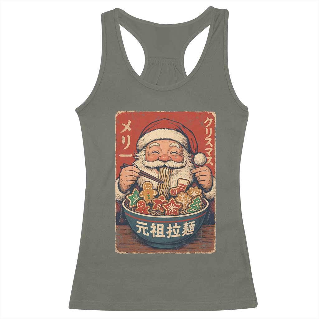 Santa Eating Ramen Noodles Japanese Christmas Racerback Tank Top - Wonder Print Shop