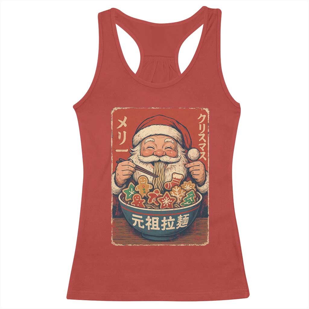 Santa Eating Ramen Noodles Japanese Christmas Racerback Tank Top - Wonder Print Shop