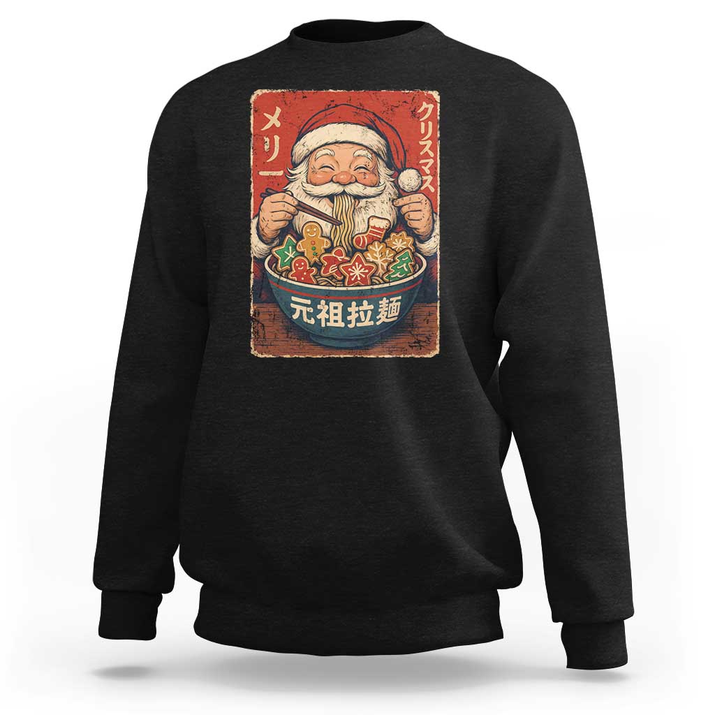 Santa Eating Ramen Noodles Japanese Christmas Sweatshirt - Wonder Print Shop
