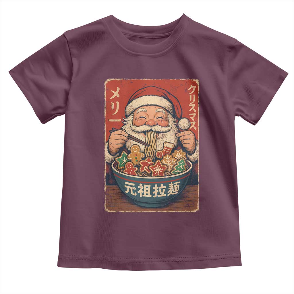 Santa Eating Ramen Noodles Japanese Christmas Toddler T Shirt - Wonder Print Shop
