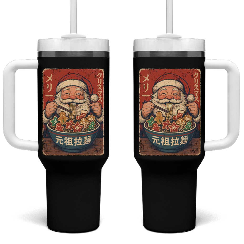 Santa Eating Ramen Noodles Japanese Christmas Tumbler With Handle - Wonder Print Shop