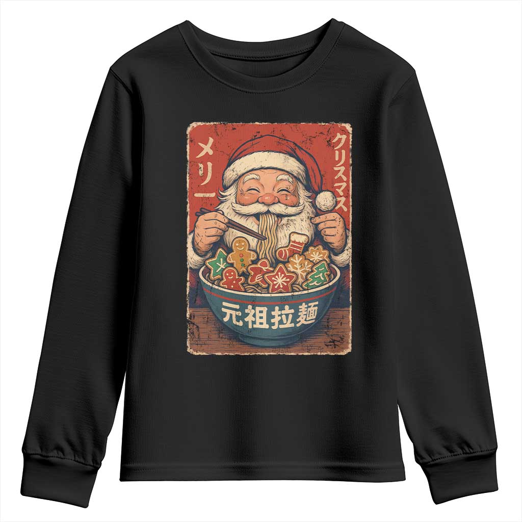 Santa Eating Ramen Noodles Japanese Christmas Youth Sweatshirt - Wonder Print Shop