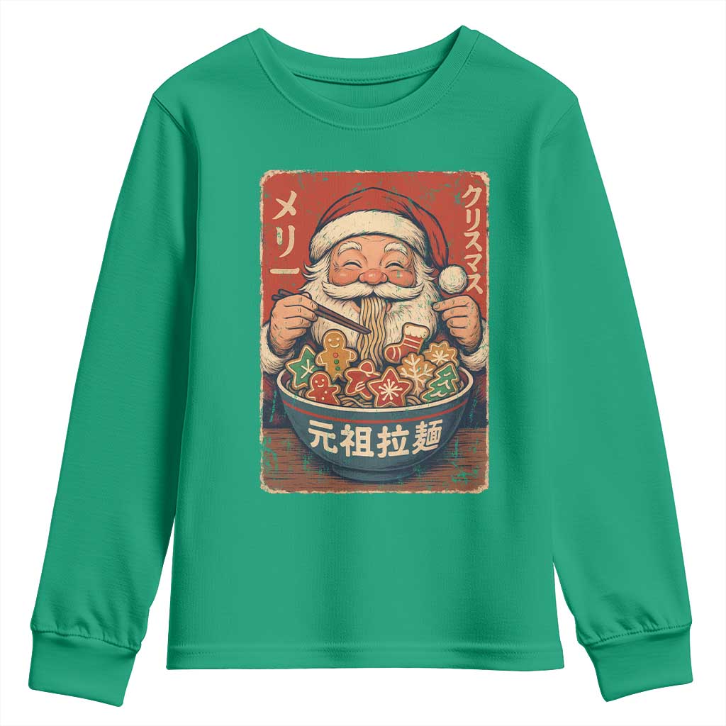 Santa Eating Ramen Noodles Japanese Christmas Youth Sweatshirt - Wonder Print Shop