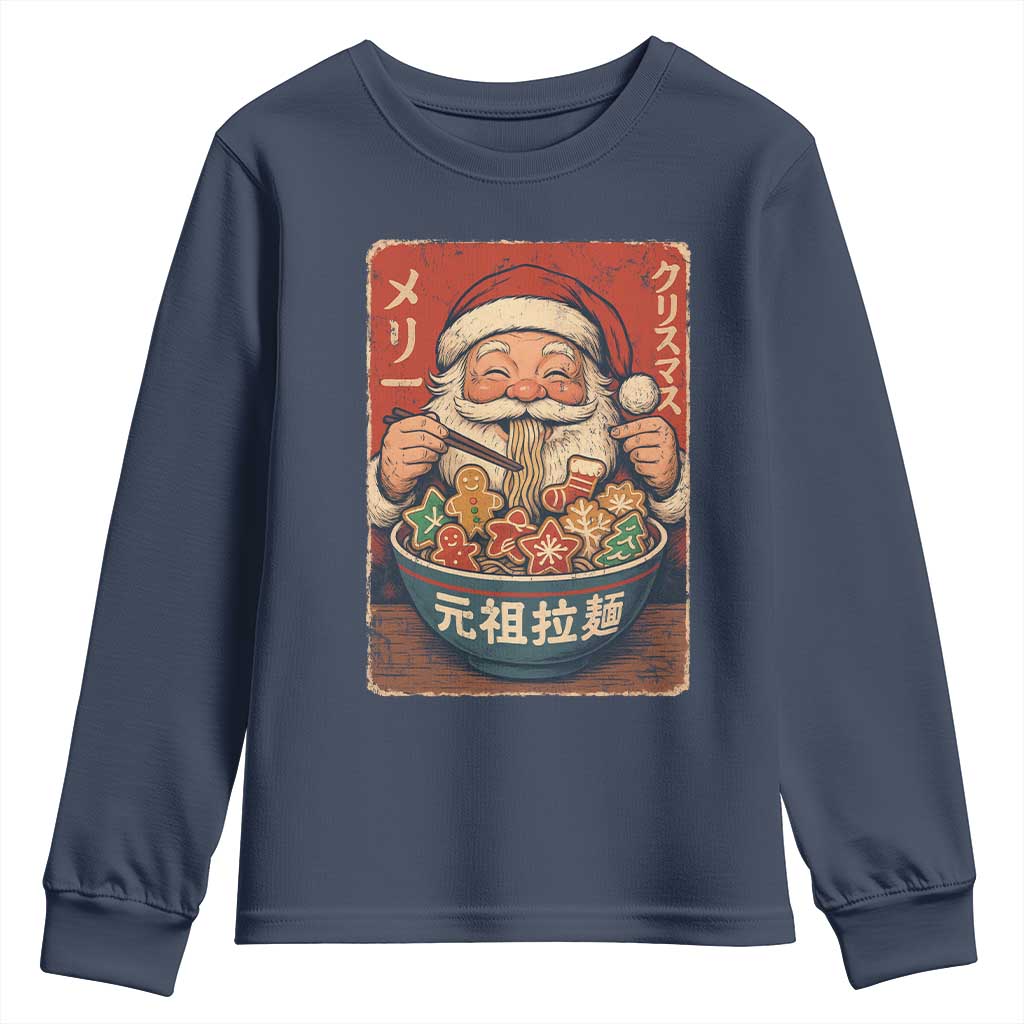Santa Eating Ramen Noodles Japanese Christmas Youth Sweatshirt - Wonder Print Shop