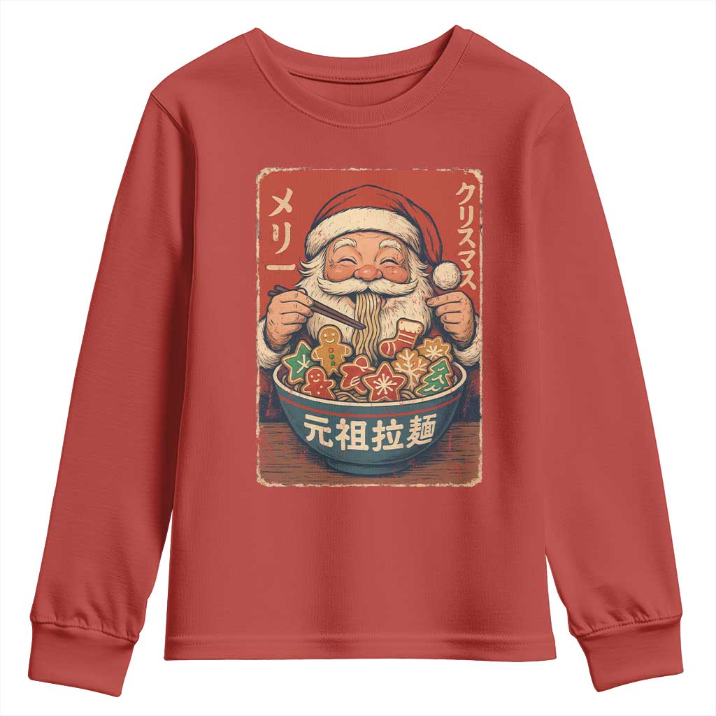 Santa Eating Ramen Noodles Japanese Christmas Youth Sweatshirt - Wonder Print Shop