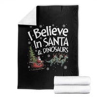 Funny Christmas Dino Throw Blanket I Believe In Santa And Dinosaur - Wonder Print Shop