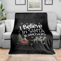Funny Christmas Dino Throw Blanket I Believe In Santa And Dinosaur - Wonder Print Shop