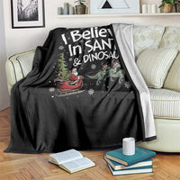 Funny Christmas Dino Throw Blanket I Believe In Santa And Dinosaur - Wonder Print Shop