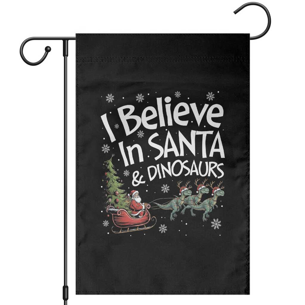 Funny Christmas Dino Garden Flag I Believe In Santa And Dinosaur - Wonder Print Shop