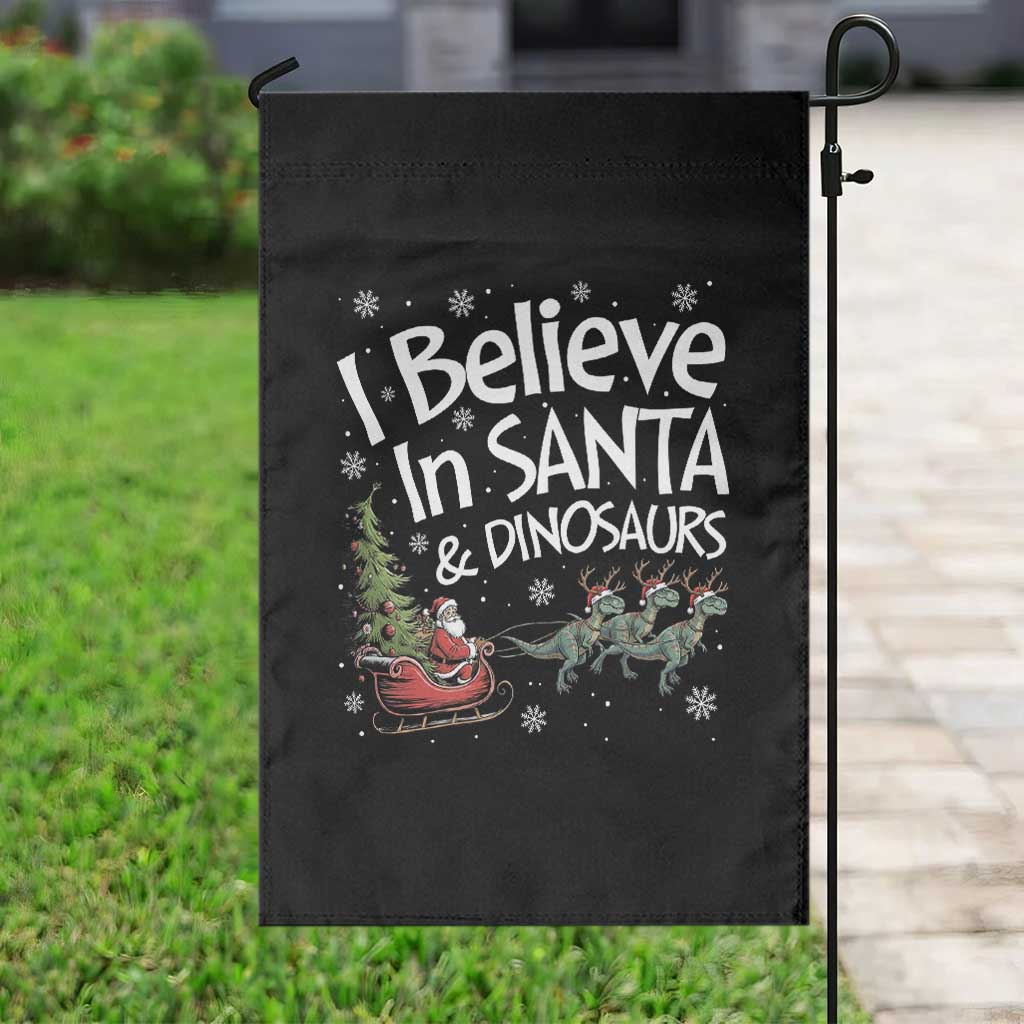 Funny Christmas Dino Garden Flag I Believe In Santa And Dinosaur - Wonder Print Shop