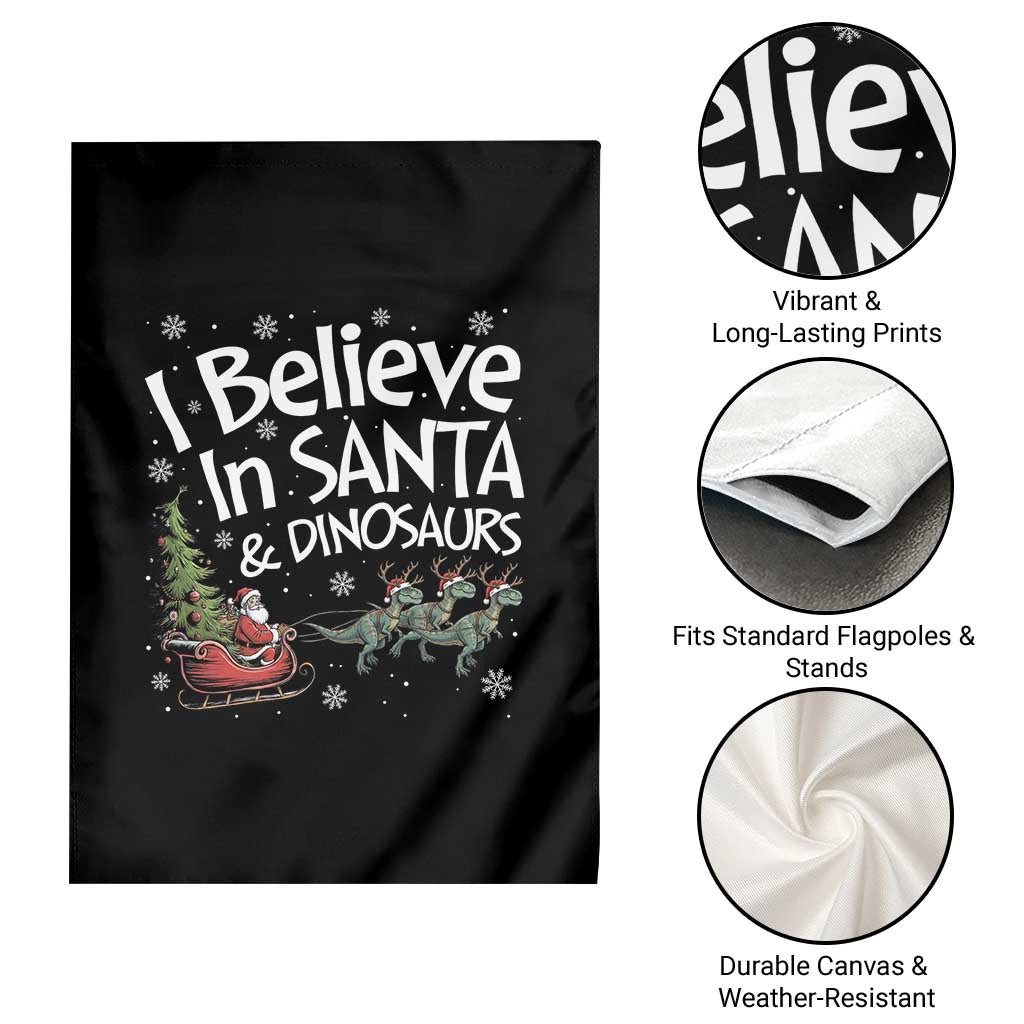 Funny Christmas Dino Garden Flag I Believe In Santa And Dinosaur - Wonder Print Shop