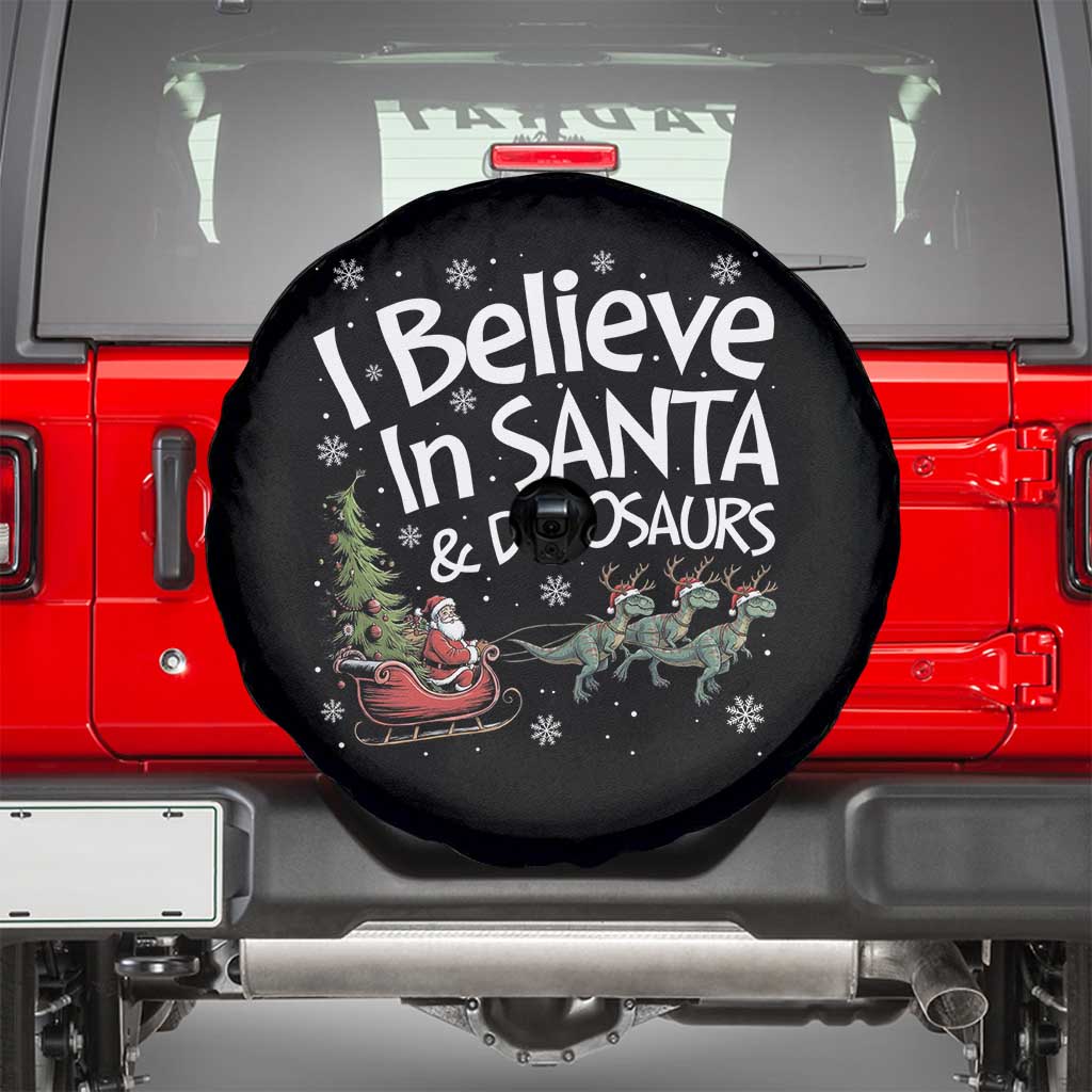 Funny Christmas Dino Spare Tire Cover I Believe In Santa And Dinosaur - Wonder Print Shop