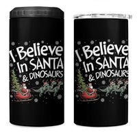 Funny Christmas Dino 4 in 1 Can Cooler Tumbler I Believe In Santa And Dinosaur - Wonder Print Shop