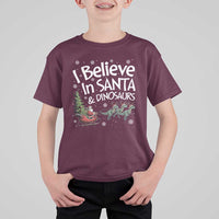 Funny Christmas Dino T Shirt For Kid I Believe In Santa And Dinosaur - Wonder Print Shop