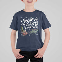 Funny Christmas Dino T Shirt For Kid I Believe In Santa And Dinosaur - Wonder Print Shop