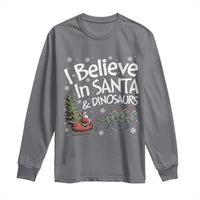 Funny Christmas Dino Long Sleeve Shirt I Believe In Santa And Dinosaur - Wonder Print Shop