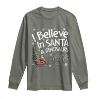 Funny Christmas Dino Long Sleeve Shirt I Believe In Santa And Dinosaur - Wonder Print Shop