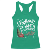 Funny Christmas Dino Racerback Tank Top I Believe In Santa And Dinosaur - Wonder Print Shop
