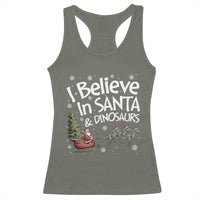 Funny Christmas Dino Racerback Tank Top I Believe In Santa And Dinosaur - Wonder Print Shop