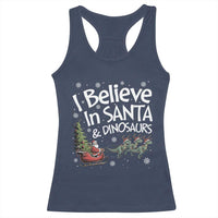 Funny Christmas Dino Racerback Tank Top I Believe In Santa And Dinosaur - Wonder Print Shop