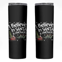 Funny Christmas Dino Skinny Tumbler I Believe In Santa And Dinosaur - Wonder Print Shop