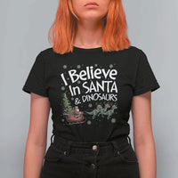 Funny Christmas Dino T Shirt For Women I Believe In Santa And Dinosaur - Wonder Print Shop