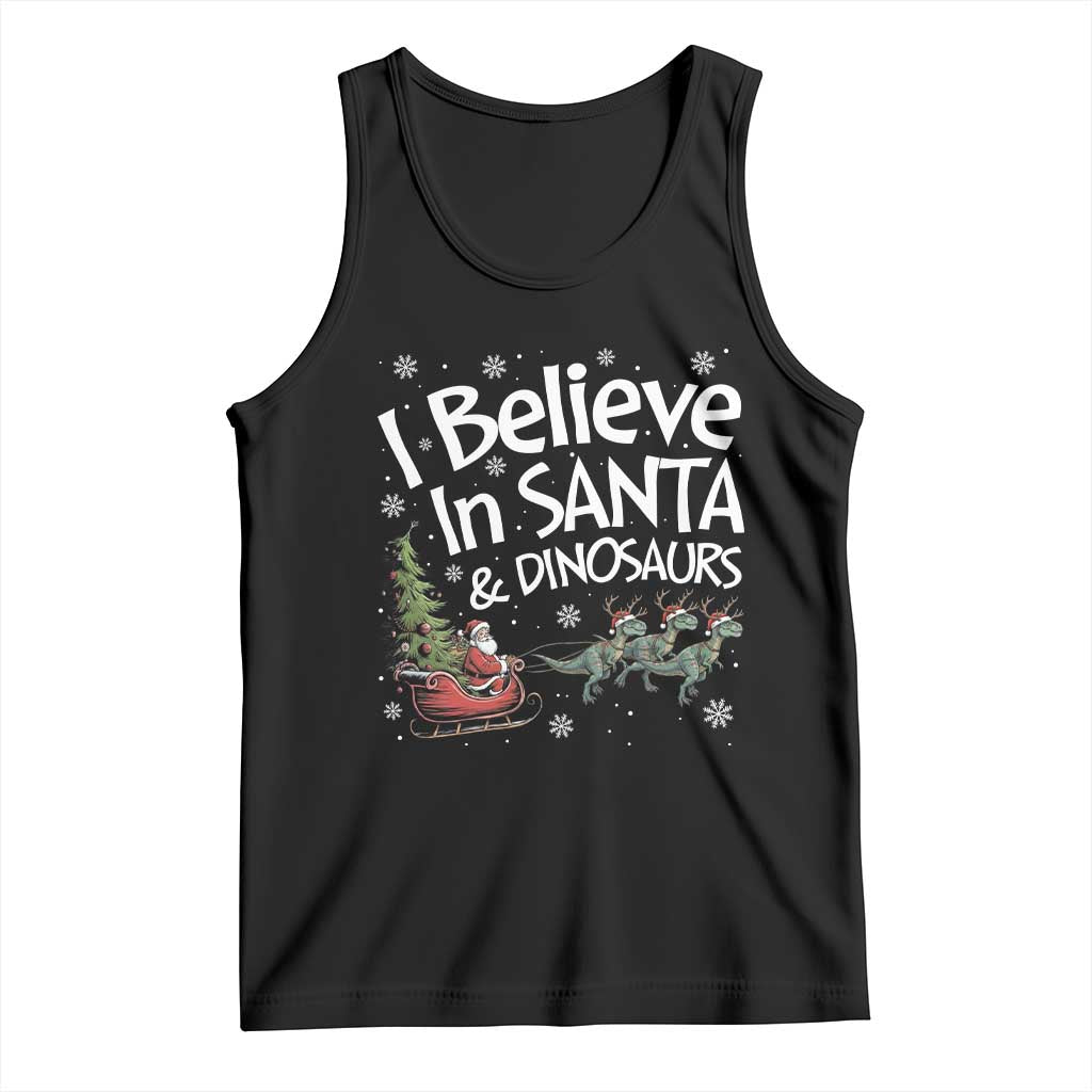 Funny Christmas Dino Tank Top I Believe In Santa And Dinosaur - Wonder Print Shop