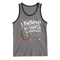 Funny Christmas Dino Tank Top I Believe In Santa And Dinosaur - Wonder Print Shop