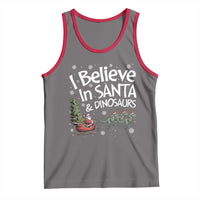 Funny Christmas Dino Tank Top I Believe In Santa And Dinosaur - Wonder Print Shop