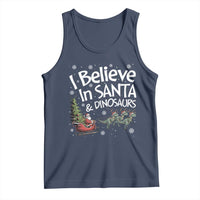 Funny Christmas Dino Tank Top I Believe In Santa And Dinosaur - Wonder Print Shop