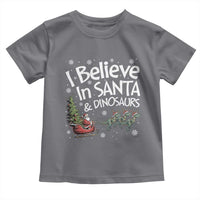 Funny Christmas Dino Toddler T Shirt I Believe In Santa And Dinosaur - Wonder Print Shop